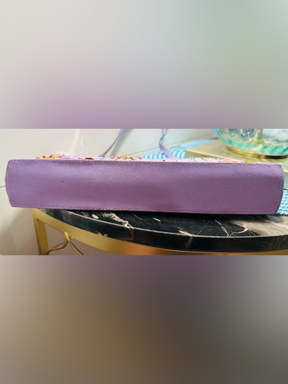 🌺NWT Vintage Floral Embroidered Lavender Clutch - Picture 14 of 15